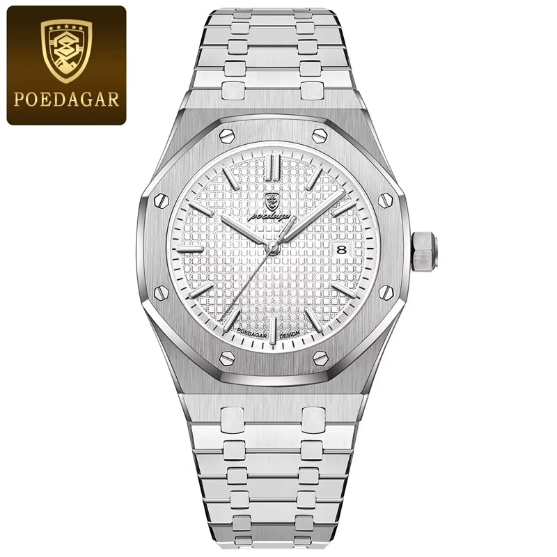 2025 New  Luxury Watch Business Waterproof Male Clock Luminous Date Stainless Steel Square Quartz Men Watch Reloj Hombre